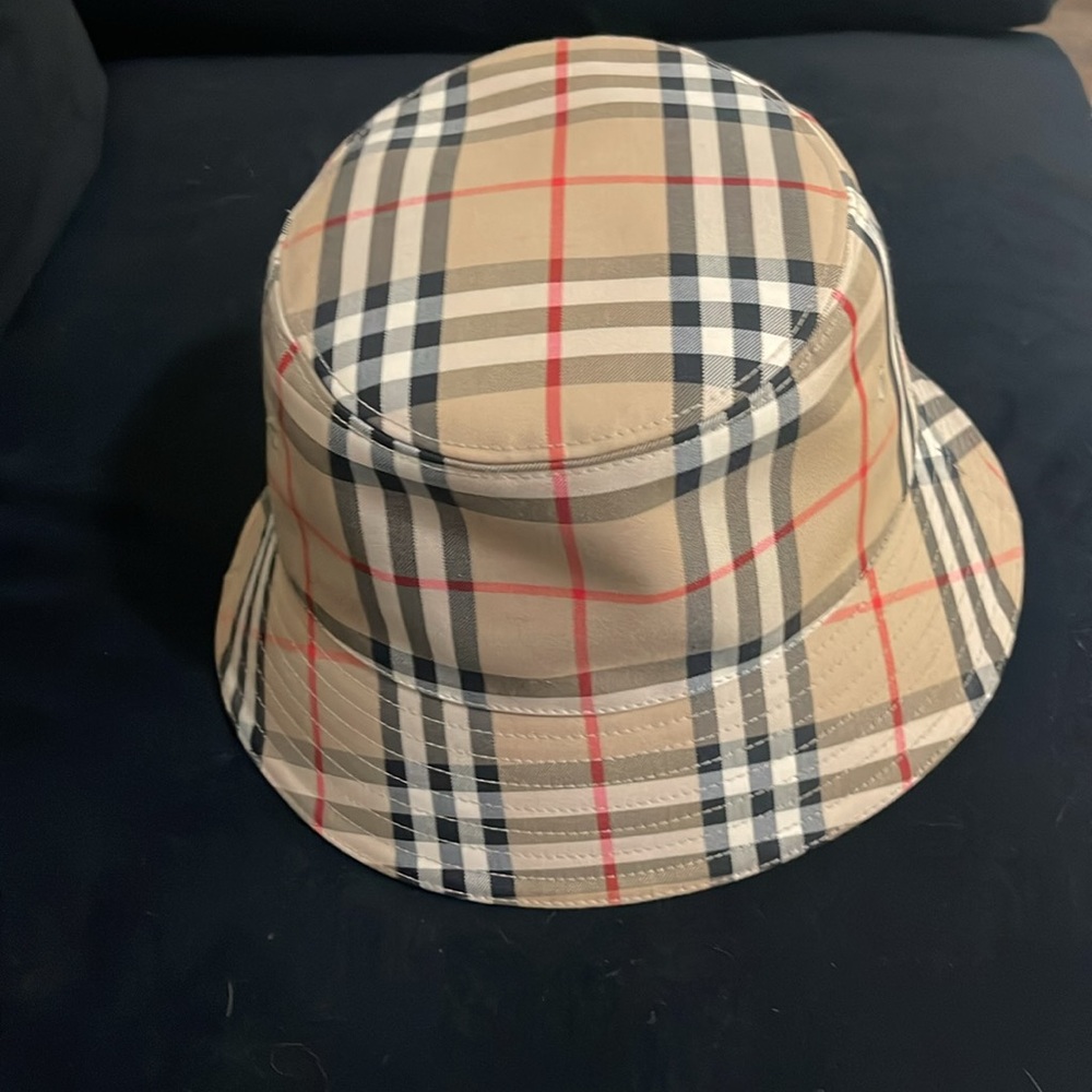Burberry Beige Checkered Bucket Hat - Picture 2 of 3